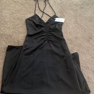 NWT Jason Wu Black Satin MIDI Gown Dress